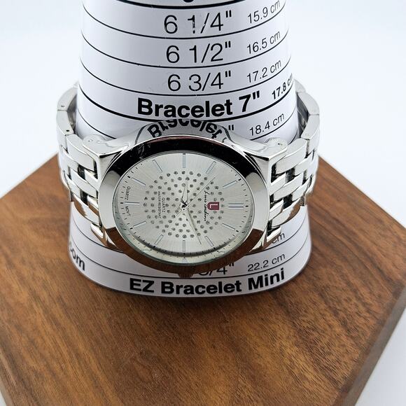 Luis Cardini Men's Silver Tone Watch Classic Minimalist Professional Link Band - Picture 7 of 7